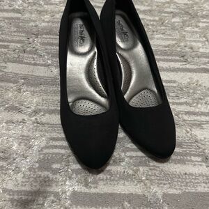 Black Suede Flats with Rounded Toe